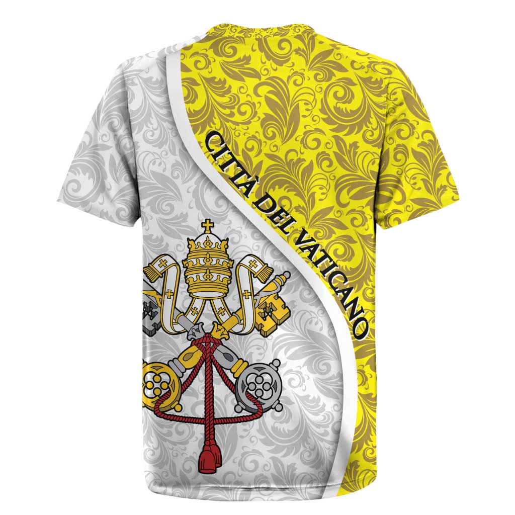 Vatican City Rugby Jersey Papal Keys & Tiara Emblem with Gold Baroque Pattern