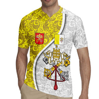 Vatican City Rugby Jersey Papal Keys & Tiara Emblem with Gold Baroque Pattern