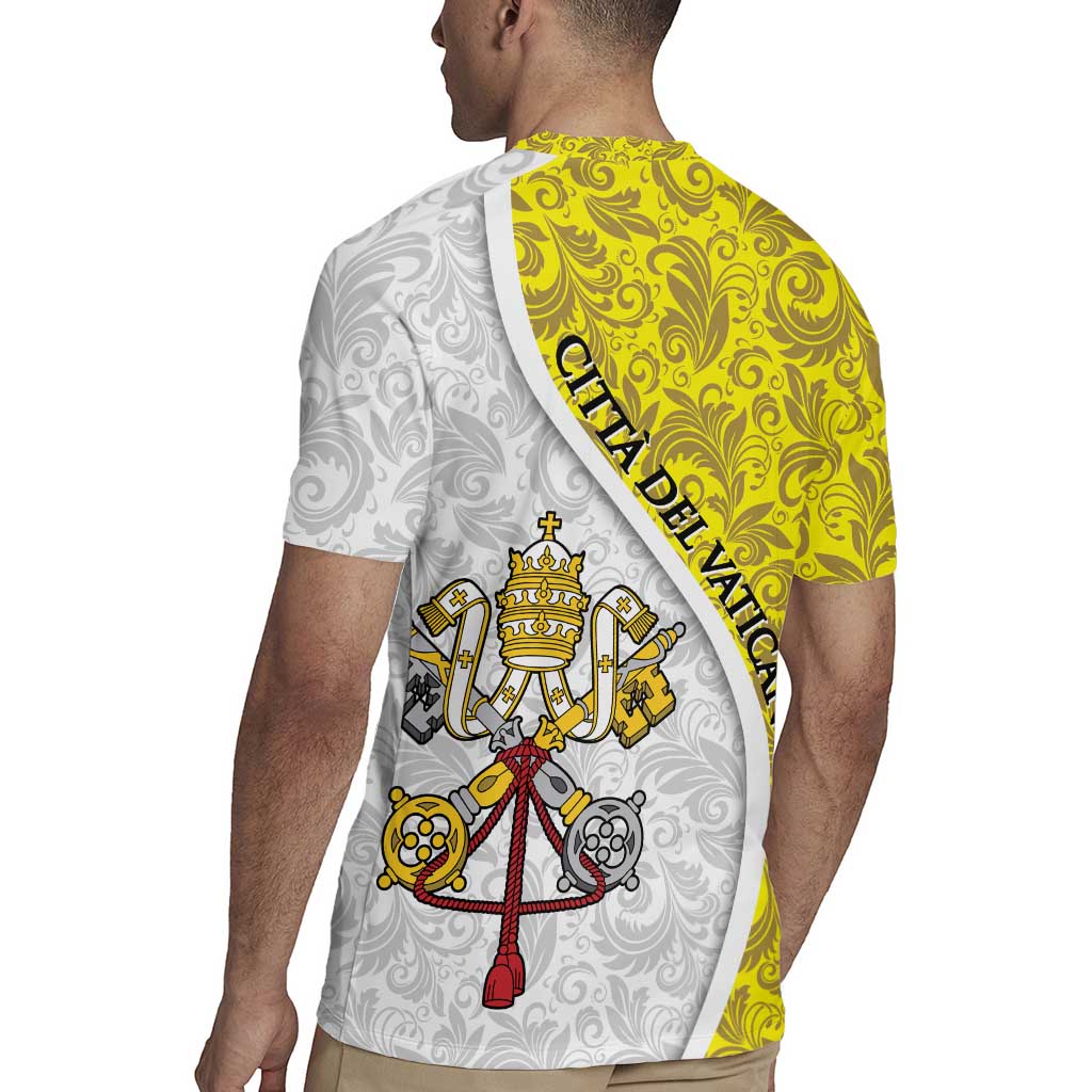 Vatican City Rugby Jersey Papal Keys & Tiara Emblem with Gold Baroque Pattern
