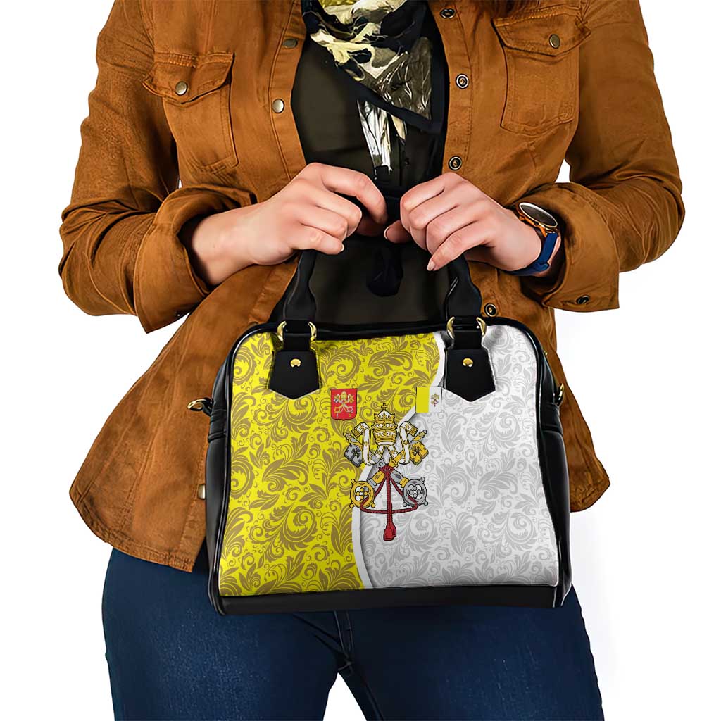 Vatican City Shoulder Handbag Papal Keys & Tiara Emblem with Gold Baroque Pattern