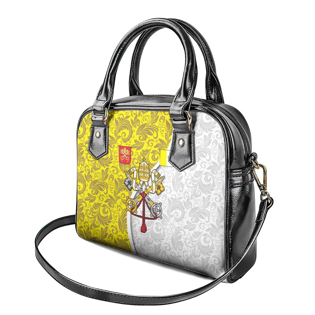 Vatican City Shoulder Handbag Papal Keys & Tiara Emblem with Gold Baroque Pattern