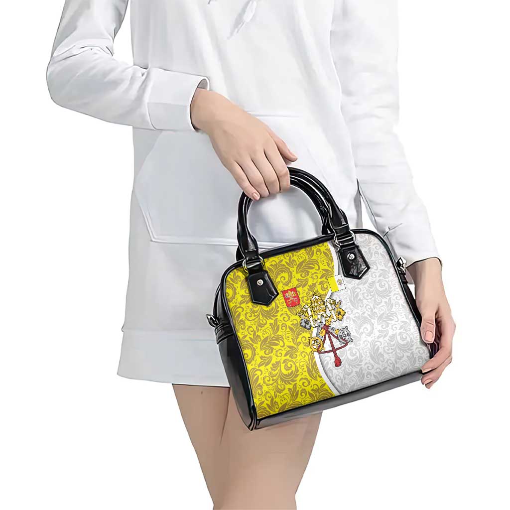 Vatican City Shoulder Handbag Papal Keys & Tiara Emblem with Gold Baroque Pattern