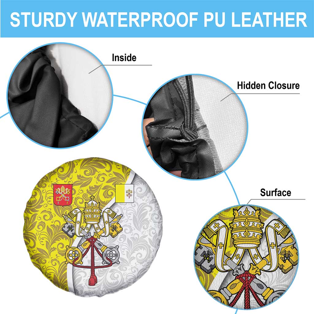 Vatican City Spare Tire Cover Papal Keys & Tiara Emblem with Gold Baroque Pattern