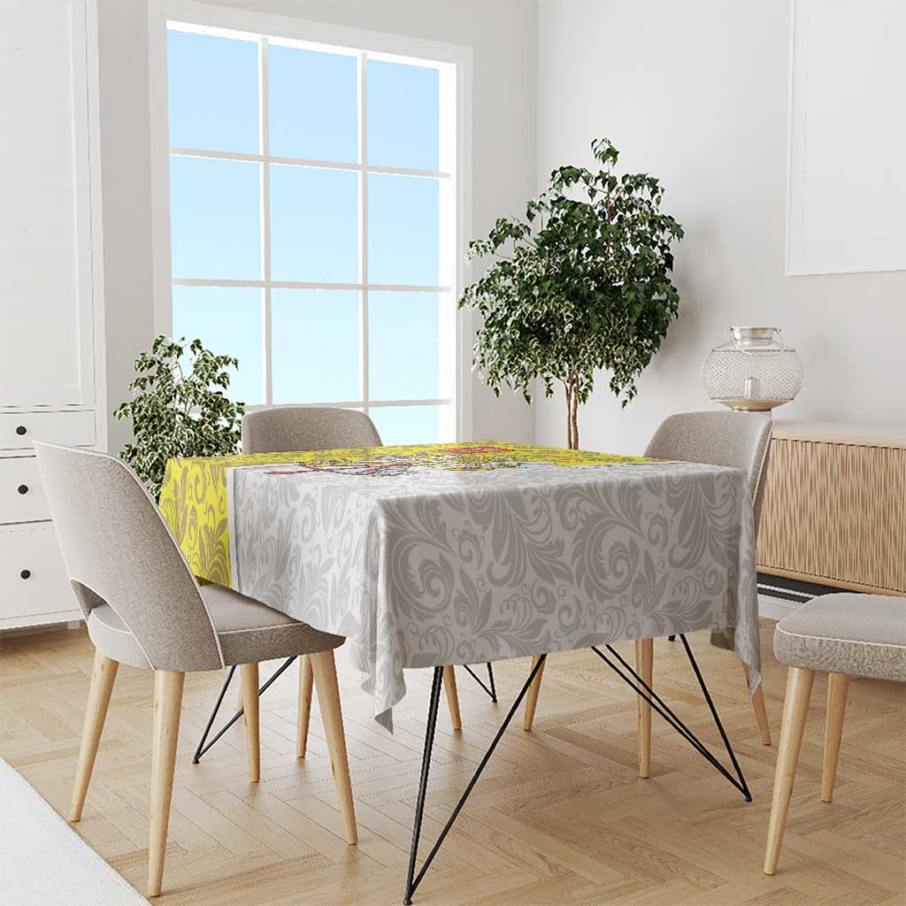 Vatican City Tablecloth Papal Keys & Tiara Emblem with Gold Baroque Pattern
