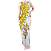 Vatican City Tank Maxi Dress Papal Keys & Tiara Emblem with Gold Baroque Pattern