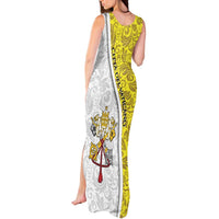 Vatican City Tank Maxi Dress Papal Keys & Tiara Emblem with Gold Baroque Pattern