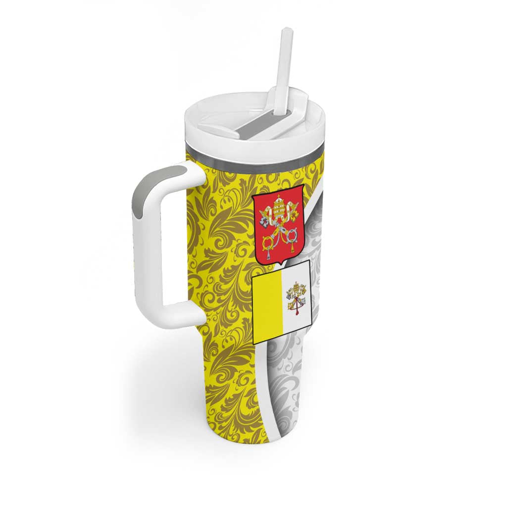 Vatican City Tumbler With Handle Papal Keys & Tiara Emblem with Gold Baroque Pattern