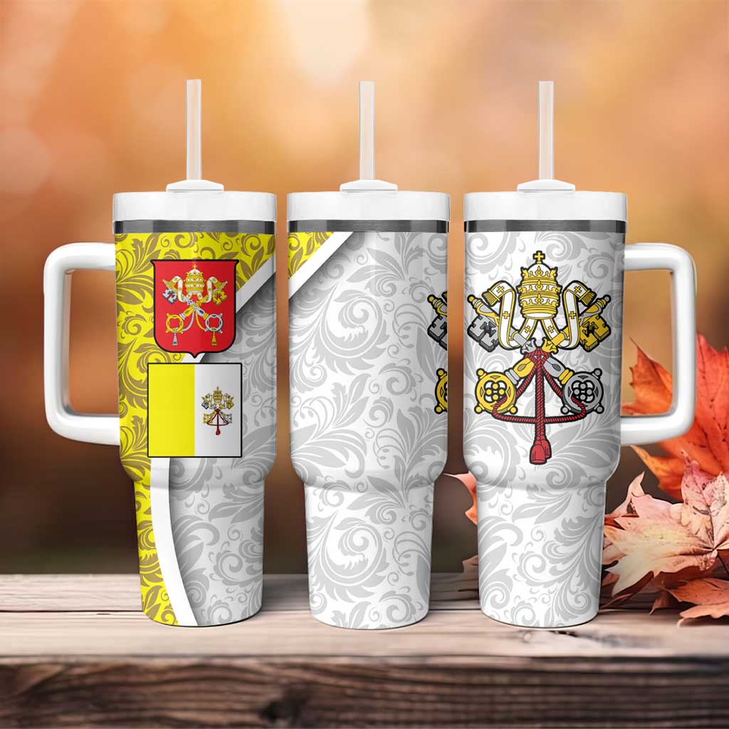 Vatican City Tumbler With Handle Papal Keys & Tiara Emblem with Gold Baroque Pattern