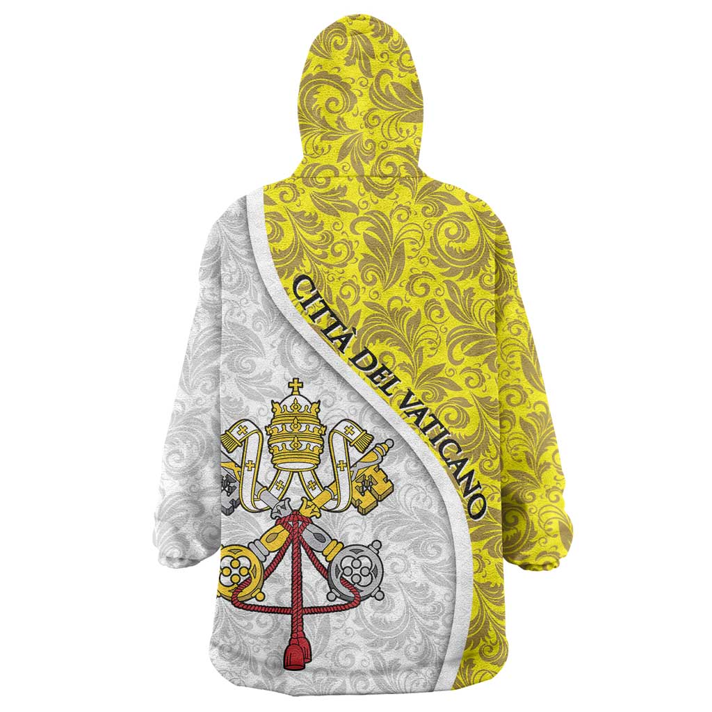 Vatican City Wearable Blanket Hoodie Papal Keys & Tiara Emblem with Gold Baroque Pattern
