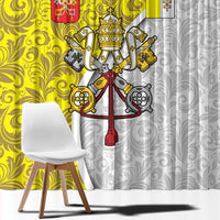 Vatican City Window Curtain Papal Keys & Tiara Emblem with Gold Baroque Pattern