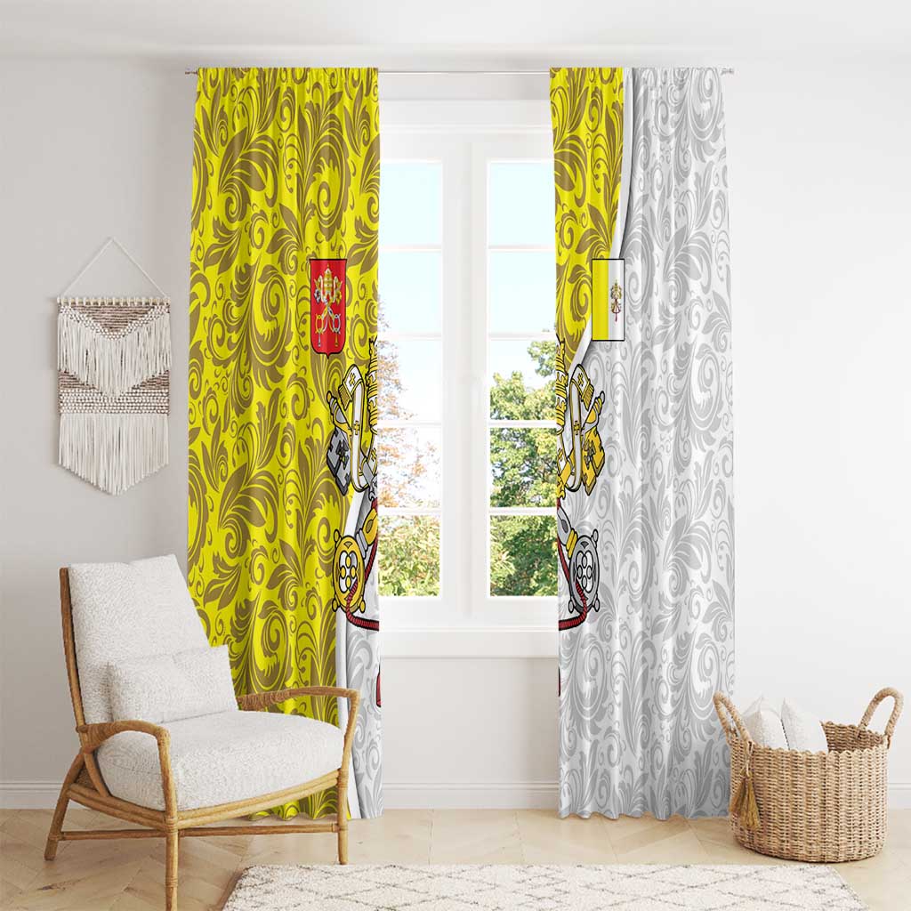 Vatican City Window Curtain Papal Keys & Tiara Emblem with Gold Baroque Pattern
