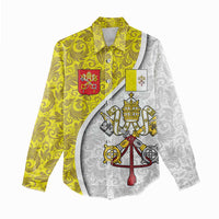 Vatican City Women Casual Shirt Papal Keys & Tiara Emblem with Gold Baroque Pattern