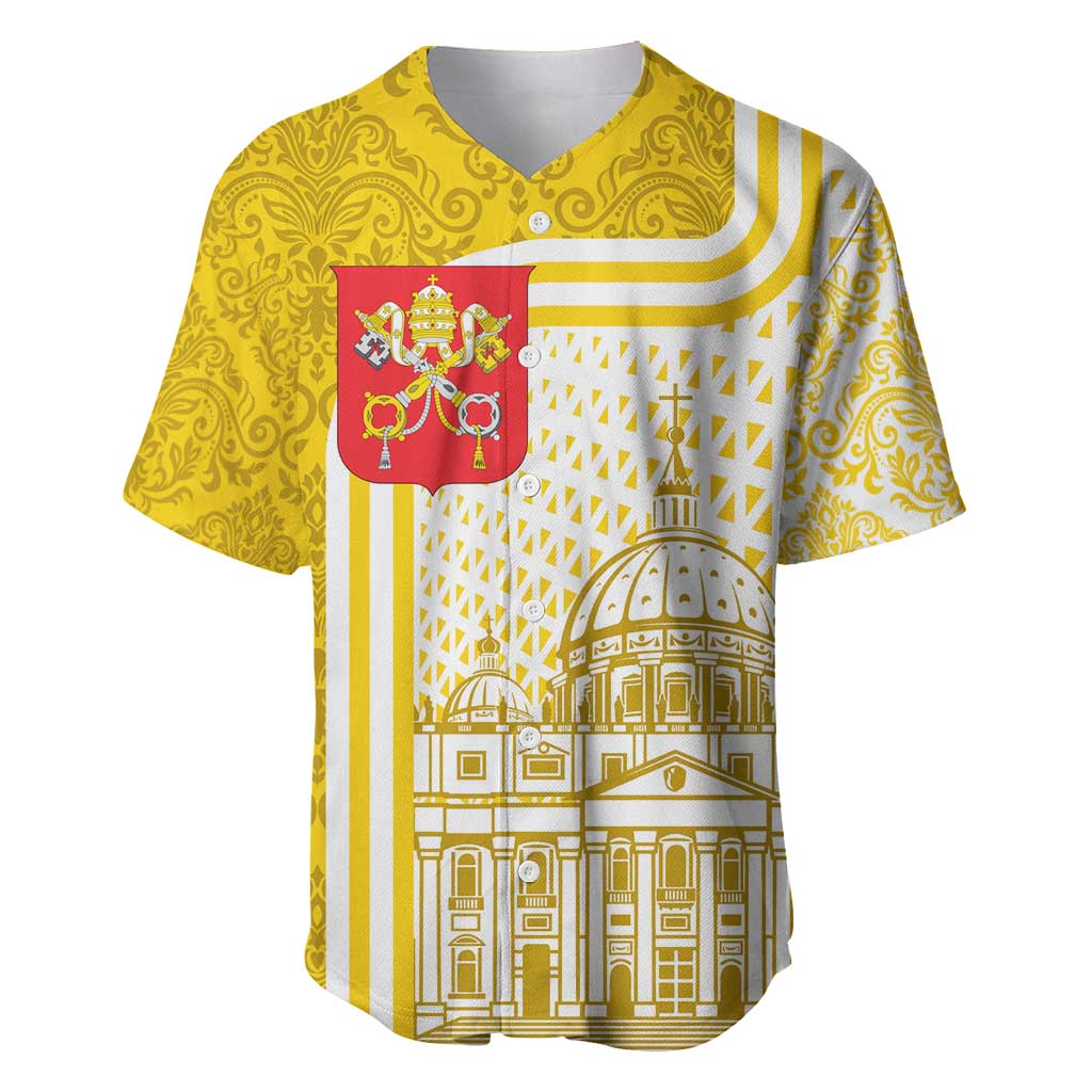 Vatican City Baseball Jersey St. Peter’s Basilica & Papal Emblem Gold Ornate Architecture