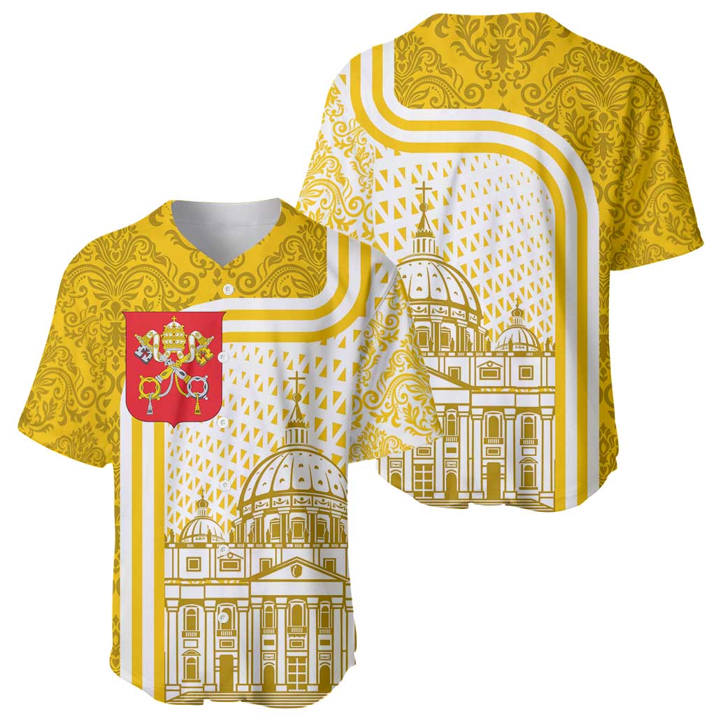 Vatican City Baseball Jersey St. Peter’s Basilica & Papal Emblem Gold Ornate Architecture