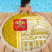 Vatican City Beach Blanket St. Peter’s Basilica & Papal Emblem Gold Ornate Architecture