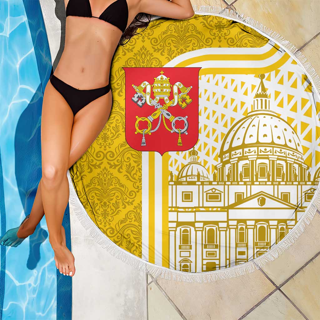 Vatican City Beach Blanket St. Peter’s Basilica & Papal Emblem Gold Ornate Architecture