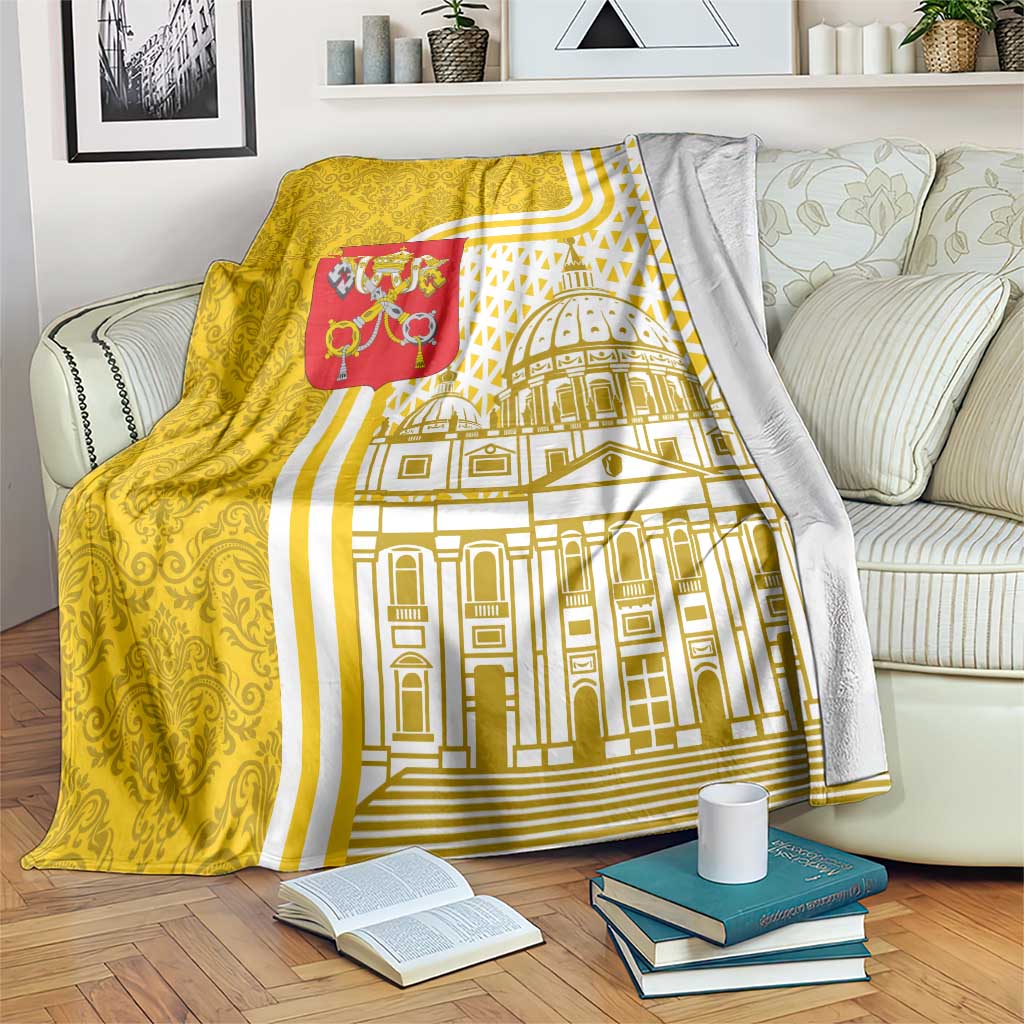 Vatican City Blanket St. Peter’s Basilica & Papal Emblem Gold Ornate Architecture