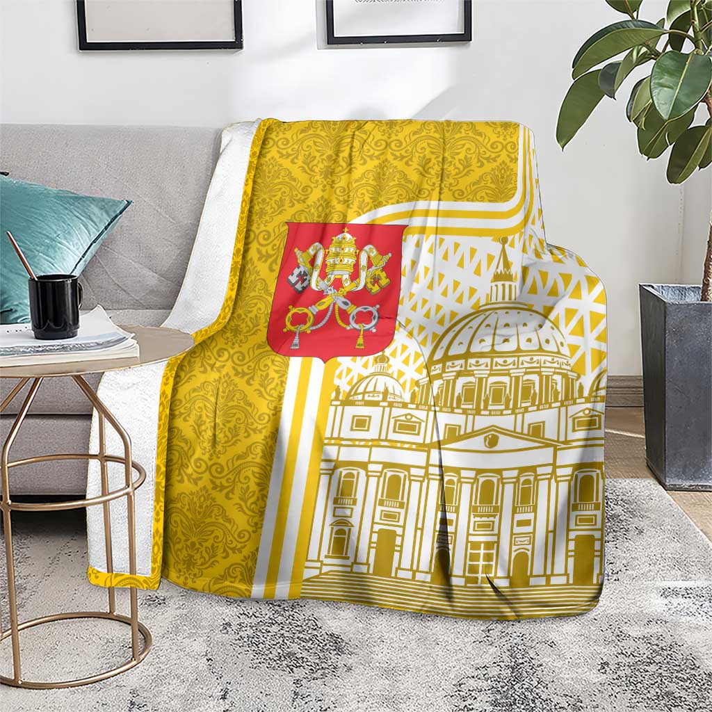 Vatican City Blanket St. Peter’s Basilica & Papal Emblem Gold Ornate Architecture