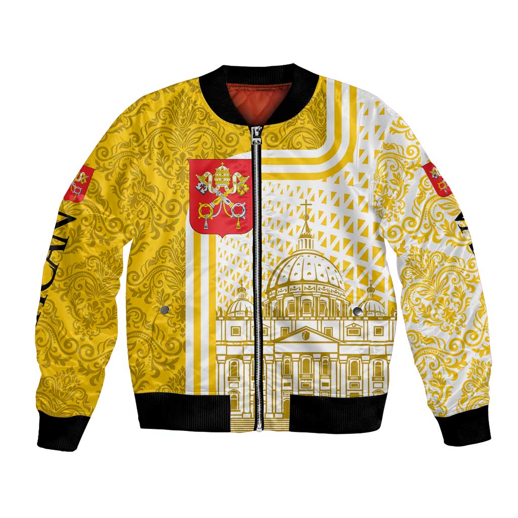 Vatican City Bomber Jacket St. Peter’s Basilica & Papal Emblem Gold Ornate Architecture
