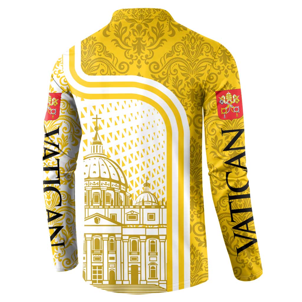 Vatican City Button Sweatshirt St. Peter’s Basilica & Papal Emblem Gold Ornate Architecture