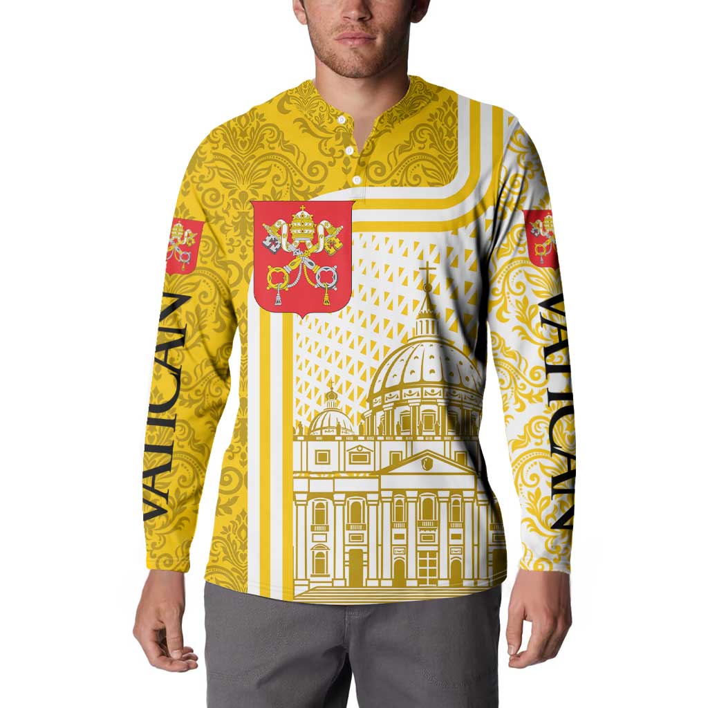 Vatican City Button Sweatshirt St. Peter’s Basilica & Papal Emblem Gold Ornate Architecture