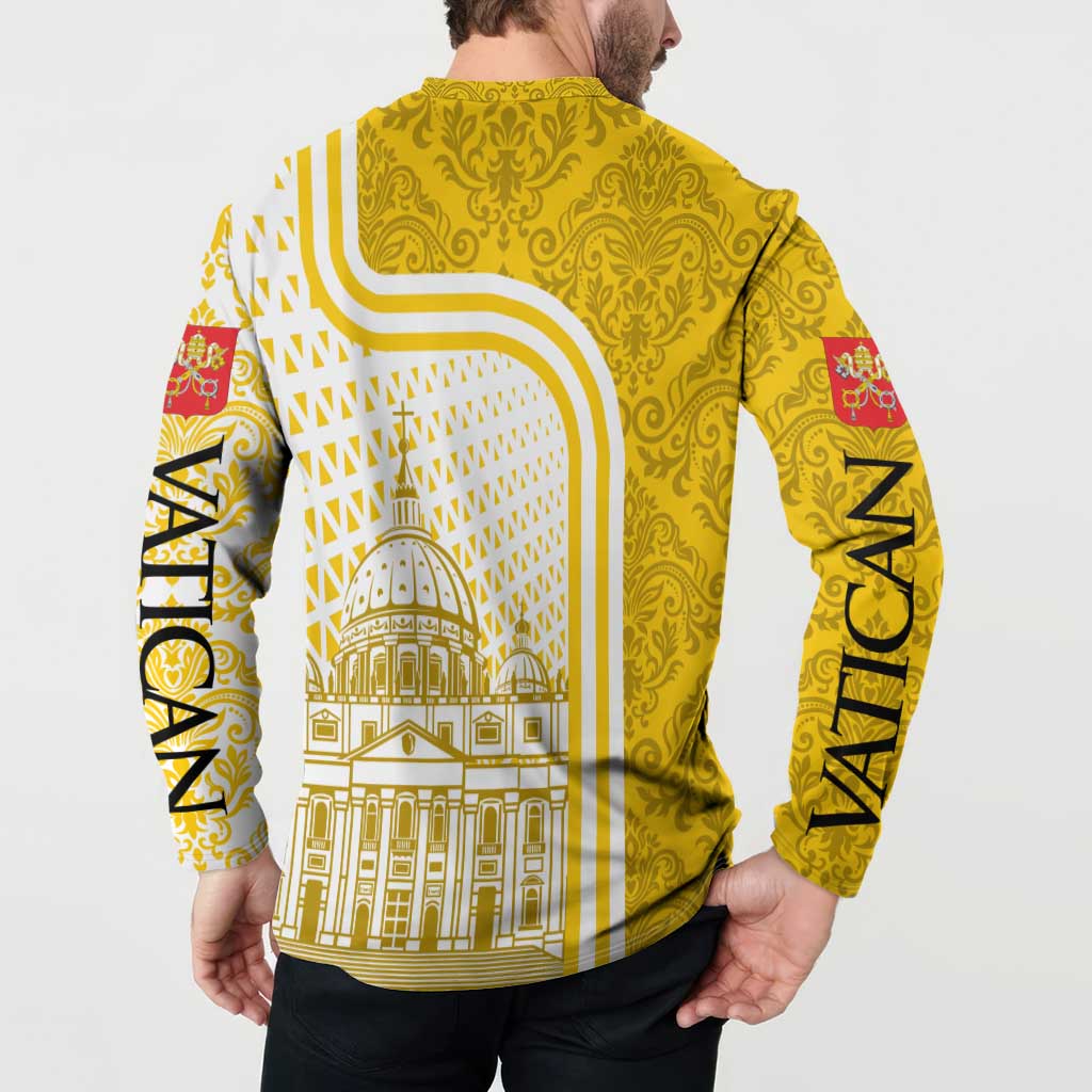 Vatican City Button Sweatshirt St. Peter’s Basilica & Papal Emblem Gold Ornate Architecture