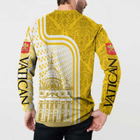 Vatican City Button Sweatshirt St. Peter’s Basilica & Papal Emblem Gold Ornate Architecture