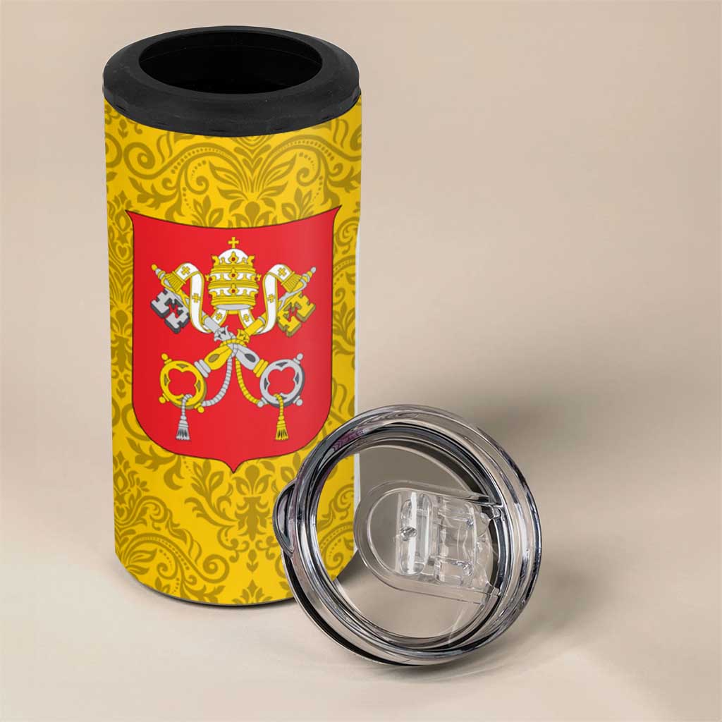 Vatican City 4 in 1 Can Cooler Tumbler St. Peter’s Basilica & Papal Emblem Gold Ornate Architecture