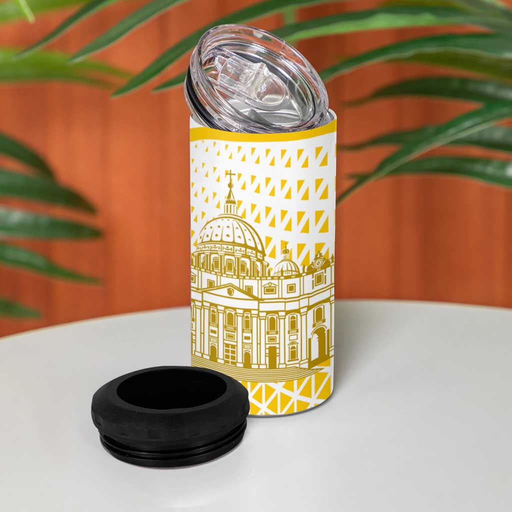Vatican City 4 in 1 Can Cooler Tumbler St. Peter’s Basilica & Papal Emblem Gold Ornate Architecture