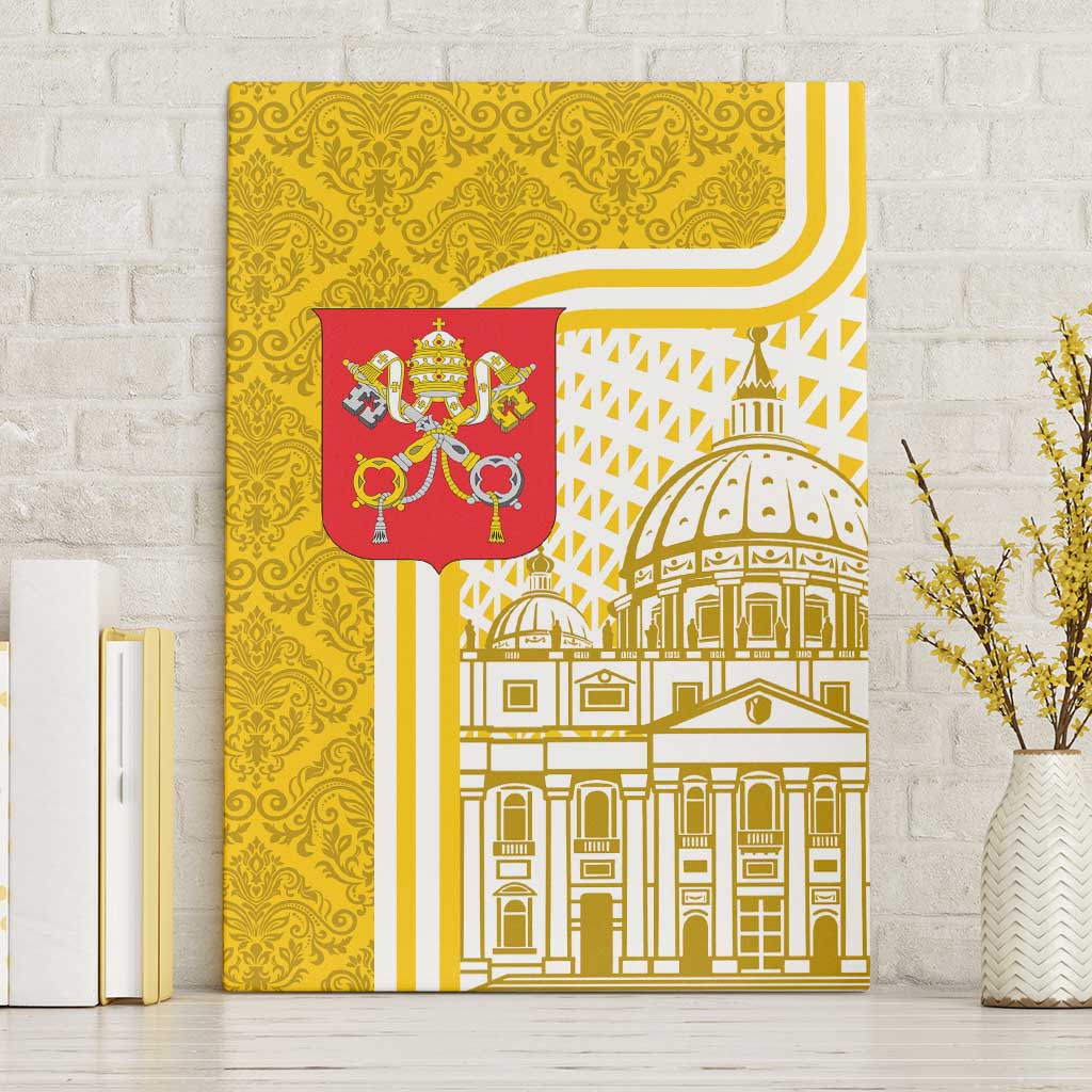 Vatican City Canvas Wall Art St. Peter’s Basilica & Papal Emblem Gold Ornate Architecture