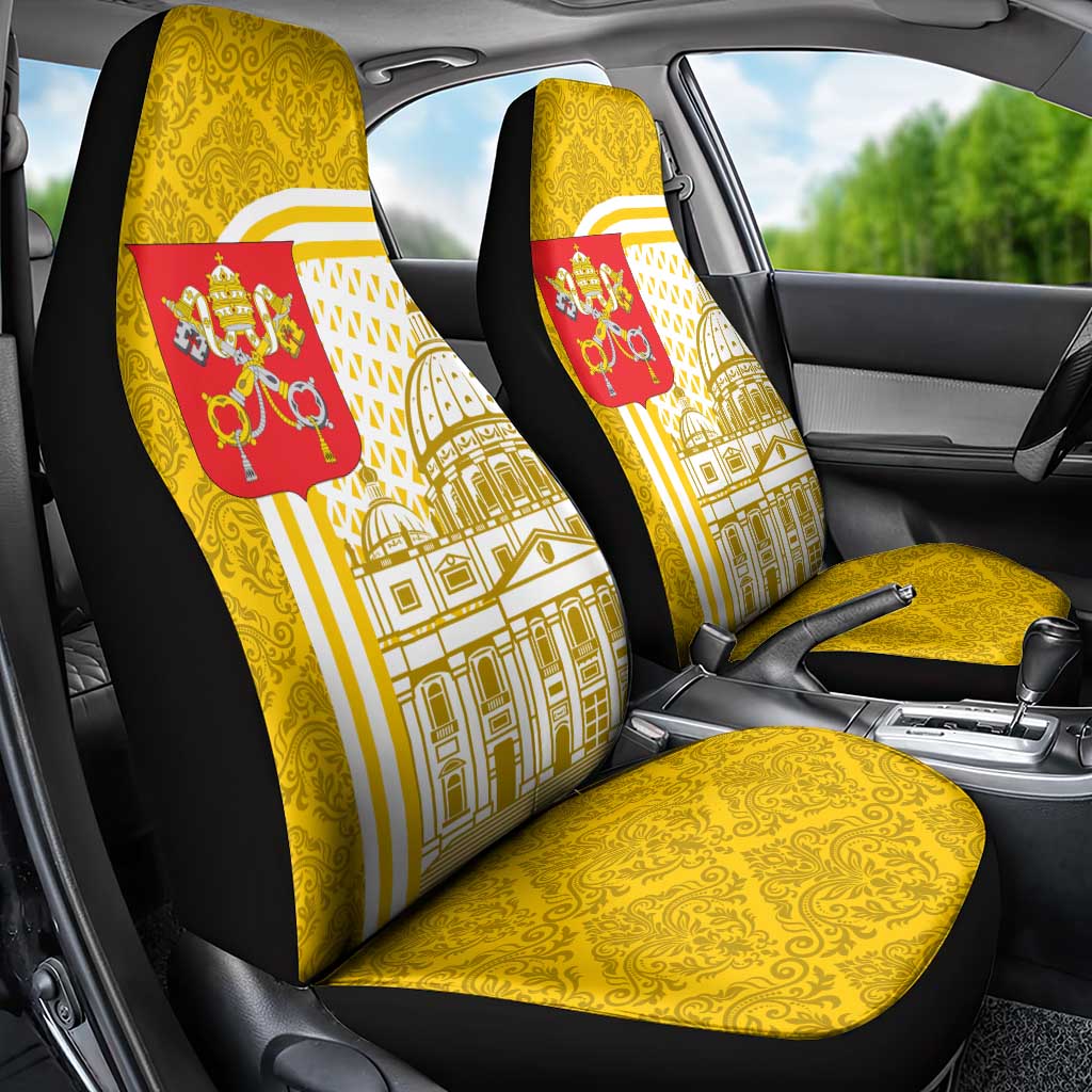 Vatican City Car Seat Cover St. Peter’s Basilica & Papal Emblem Gold Ornate Architecture