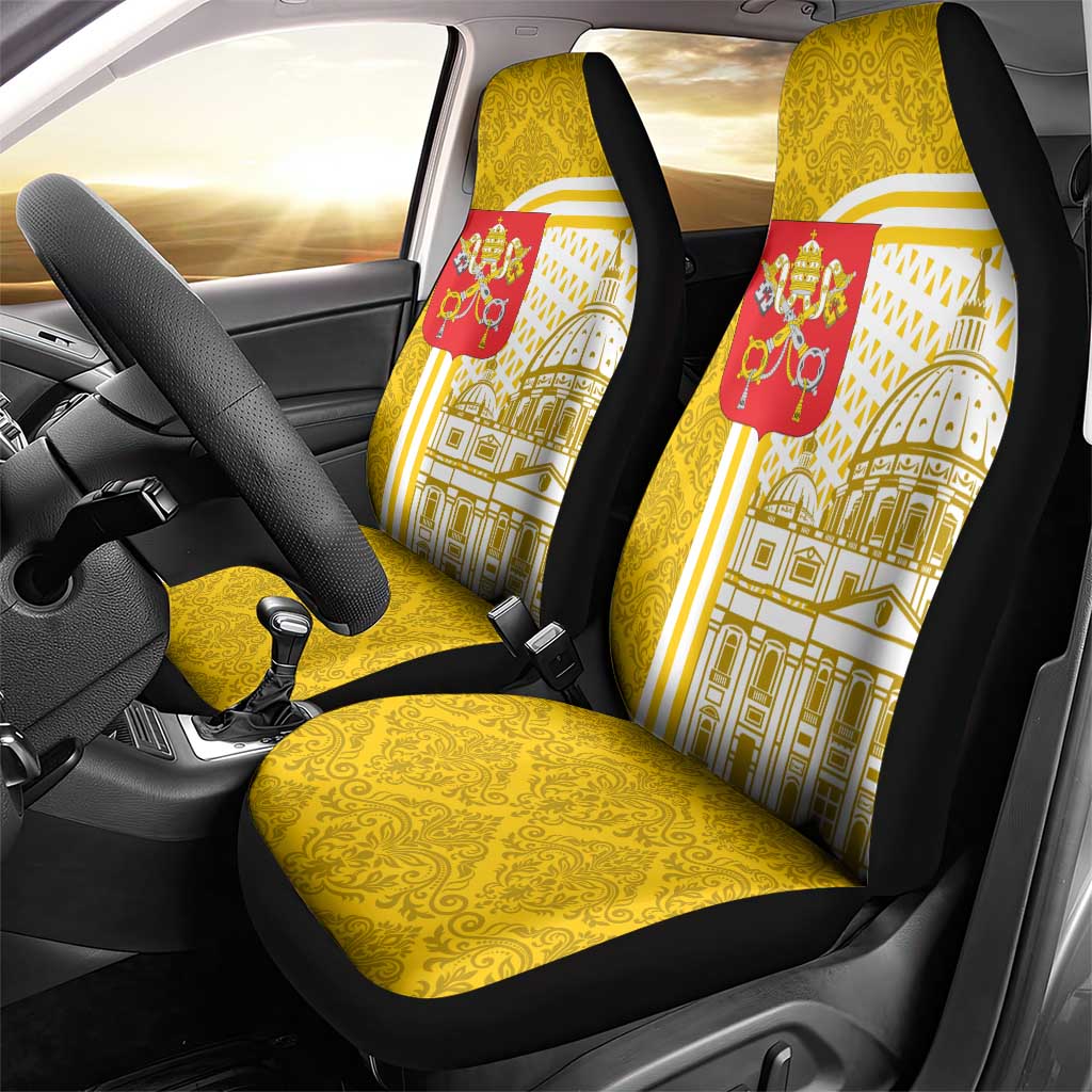 Vatican City Car Seat Cover St. Peter’s Basilica & Papal Emblem Gold Ornate Architecture