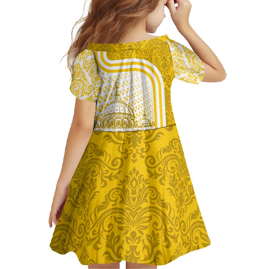 Vatican City Family Matching Off Shoulder Maxi Dress and Hawaiian Shirt St. Peter’s Basilica & Papal Emblem Gold Ornate Architecture