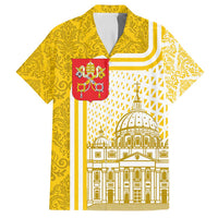 Vatican City Family Matching Off Shoulder Maxi Dress and Hawaiian Shirt St. Peter’s Basilica & Papal Emblem Gold Ornate Architecture