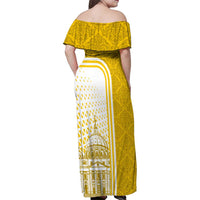 Vatican City Family Matching Off Shoulder Maxi Dress and Hawaiian Shirt St. Peter’s Basilica & Papal Emblem Gold Ornate Architecture