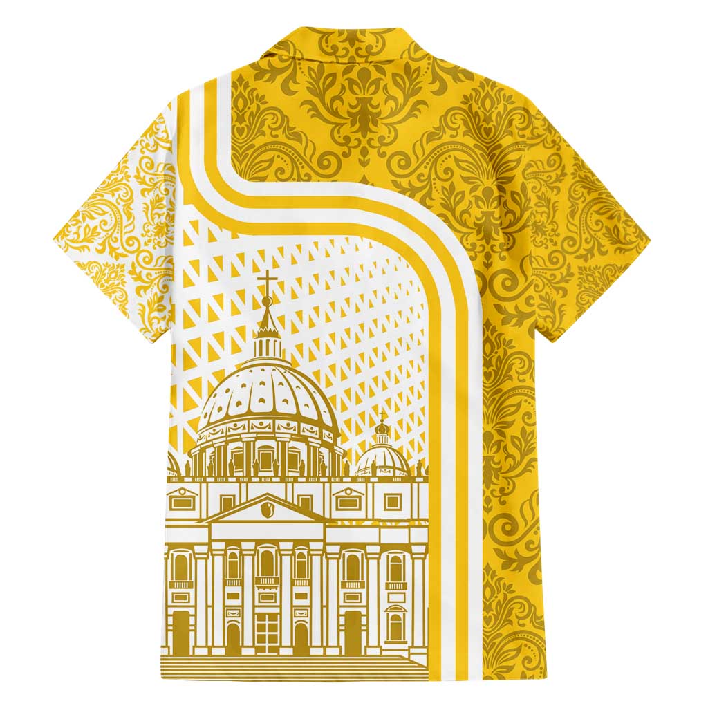 Vatican City Family Matching Short Sleeve Bodycon Dress and Hawaiian Shirt St. Peter’s Basilica & Papal Emblem Gold Ornate Architecture