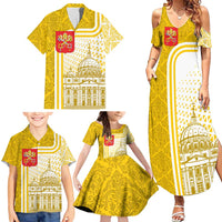 Vatican City Family Matching Summer Maxi Dress and Hawaiian Shirt St. Peter’s Basilica & Papal Emblem Gold Ornate Architecture