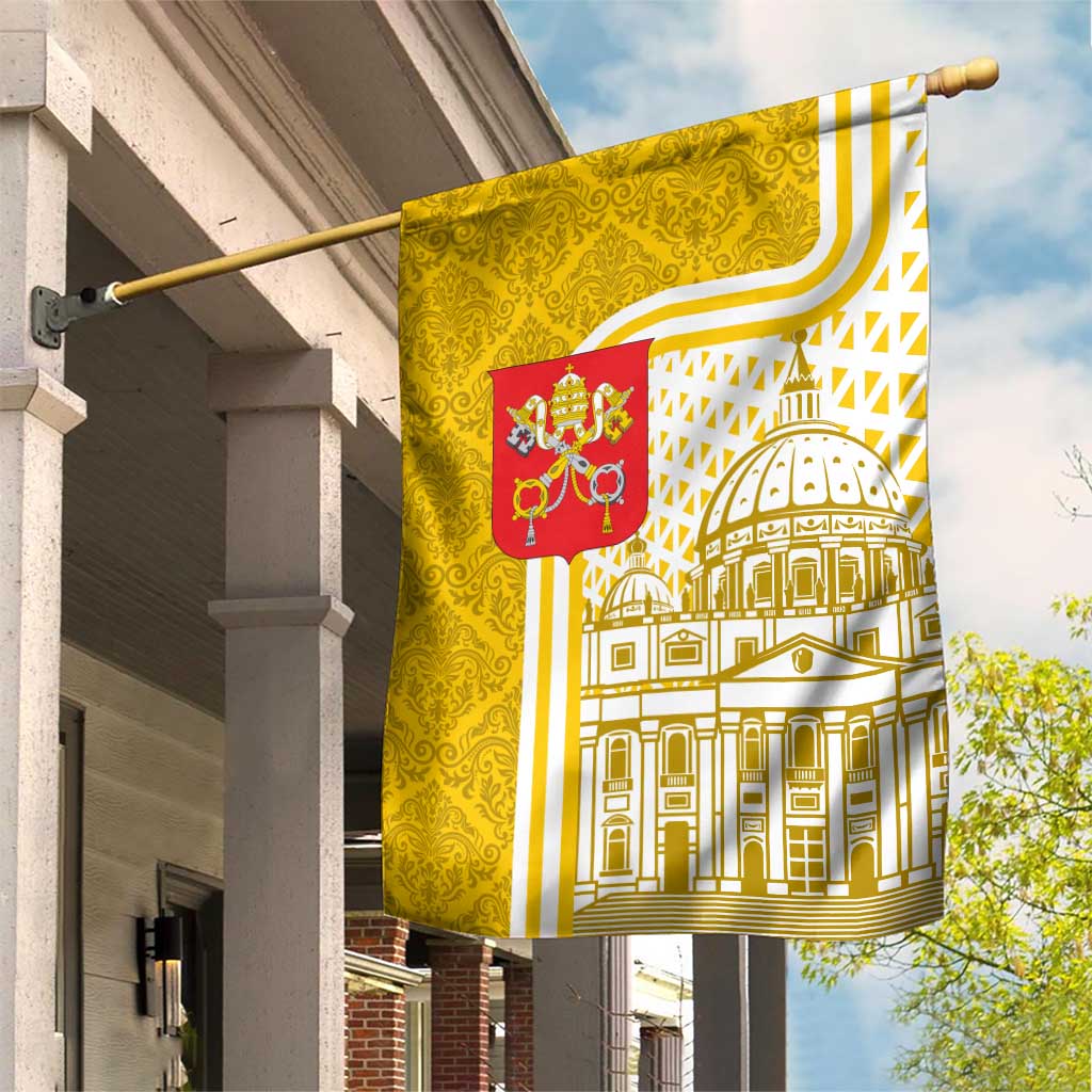 Vatican City Garden Flag St. Peter’s Basilica & Papal Emblem Gold Ornate Architecture