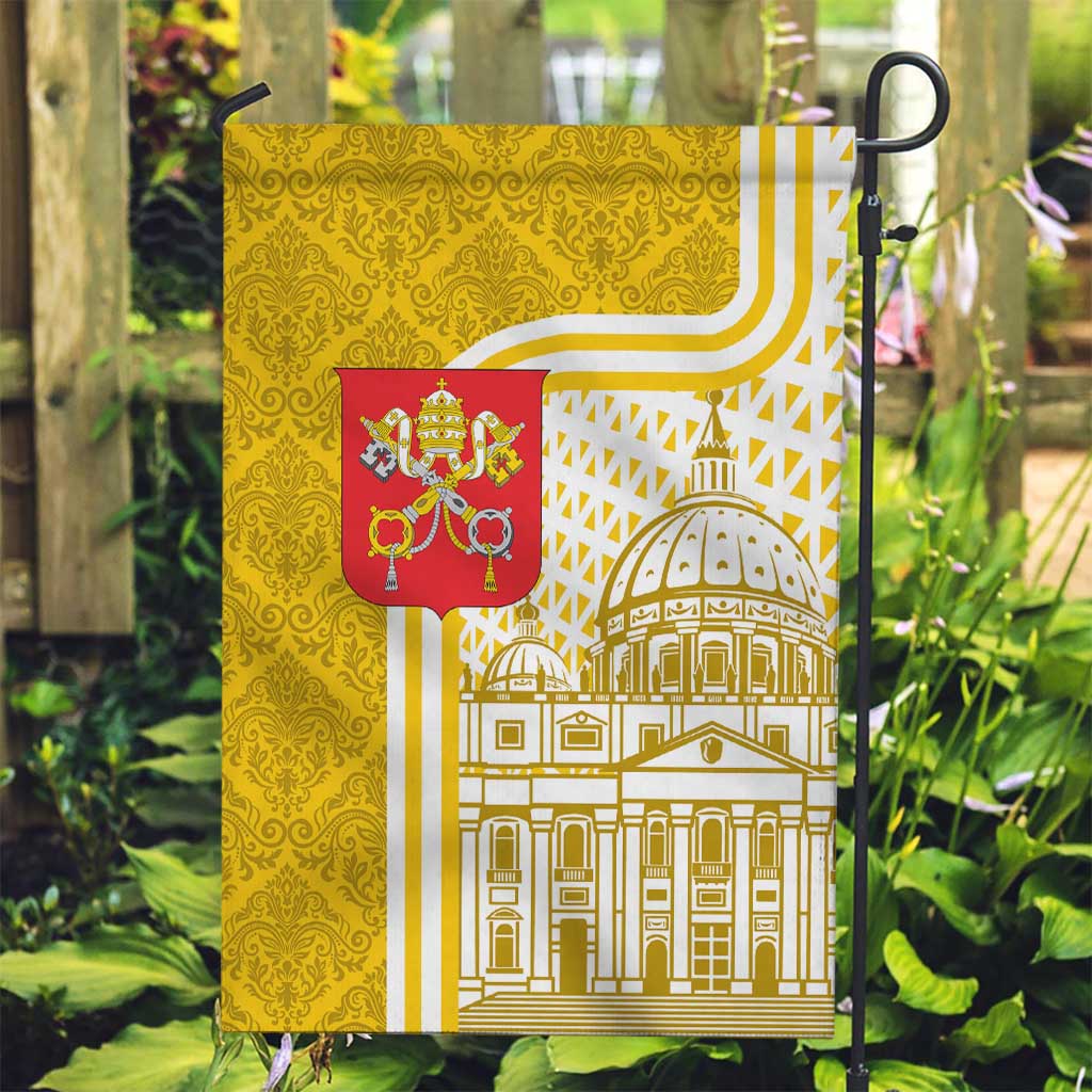 Vatican City Garden Flag St. Peter’s Basilica & Papal Emblem Gold Ornate Architecture