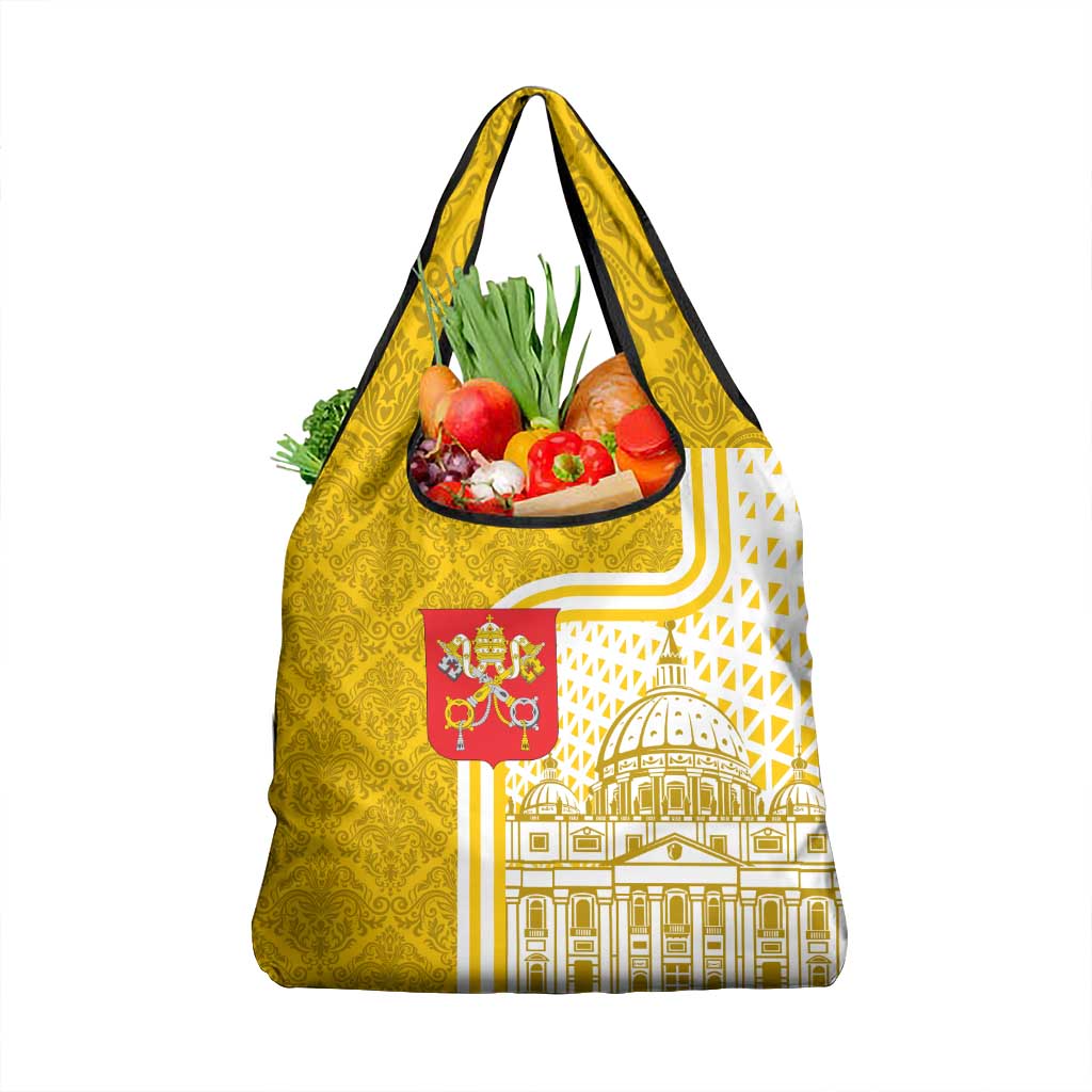 Vatican City Grocery Bag St. Peter’s Basilica & Papal Emblem Gold Ornate Architecture