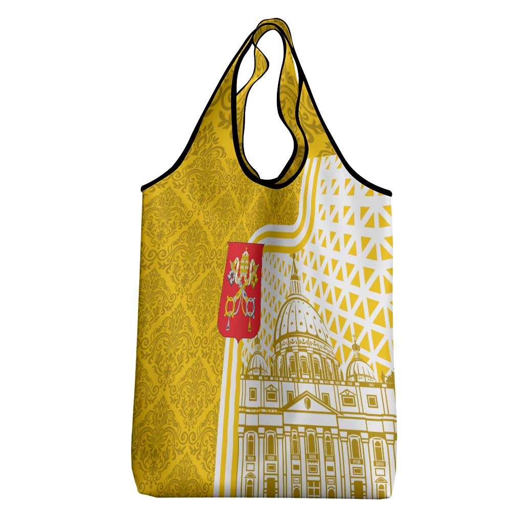 Vatican City Grocery Bag St. Peter’s Basilica & Papal Emblem Gold Ornate Architecture