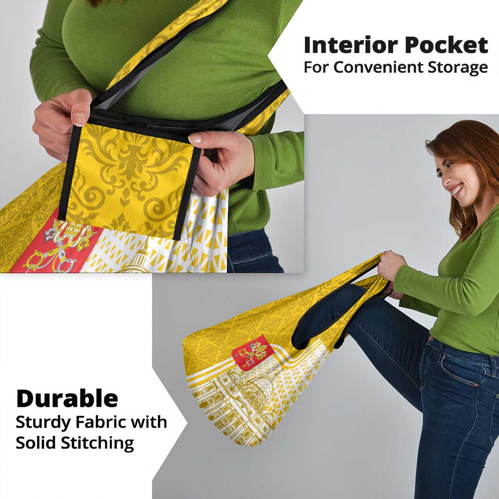 Vatican City Grocery Bag St. Peter’s Basilica & Papal Emblem Gold Ornate Architecture