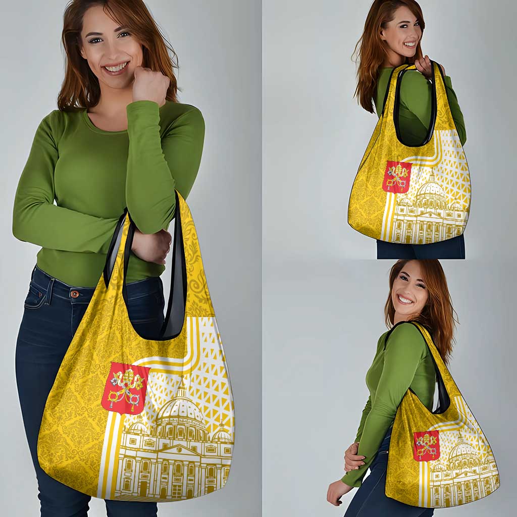 Vatican City Grocery Bag St. Peter’s Basilica & Papal Emblem Gold Ornate Architecture