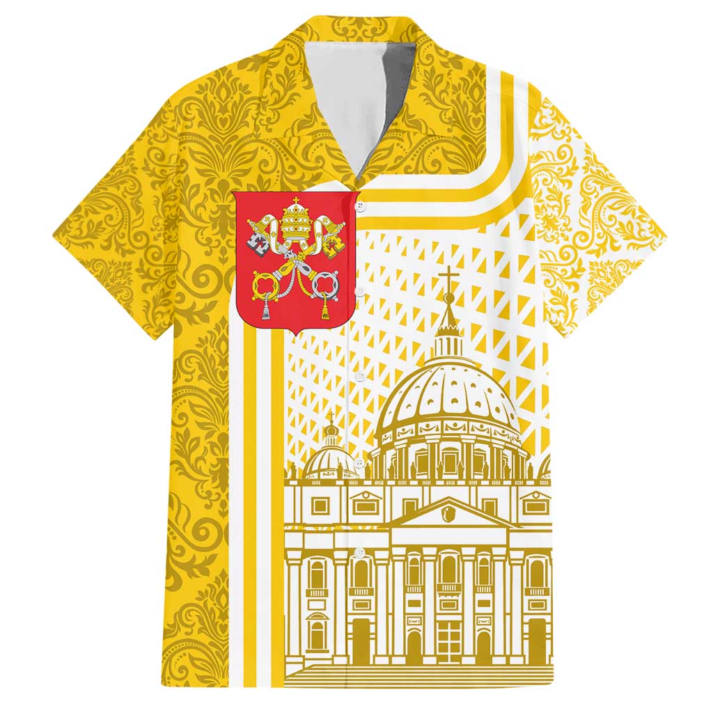 Vatican City Hawaiian Shirt St. Peter’s Basilica & Papal Emblem Gold Ornate Architecture