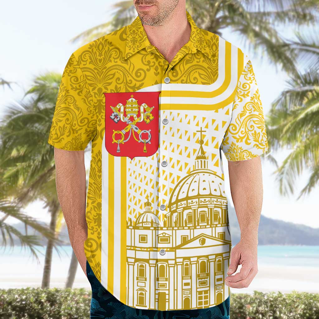 Vatican City Hawaiian Shirt St. Peter’s Basilica & Papal Emblem Gold Ornate Architecture