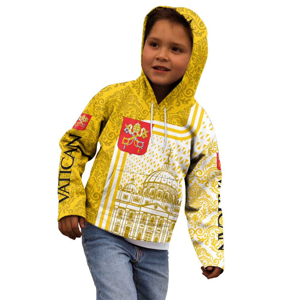 Vatican City Kid Hoodie St. Peter’s Basilica & Papal Emblem Gold Ornate Architecture