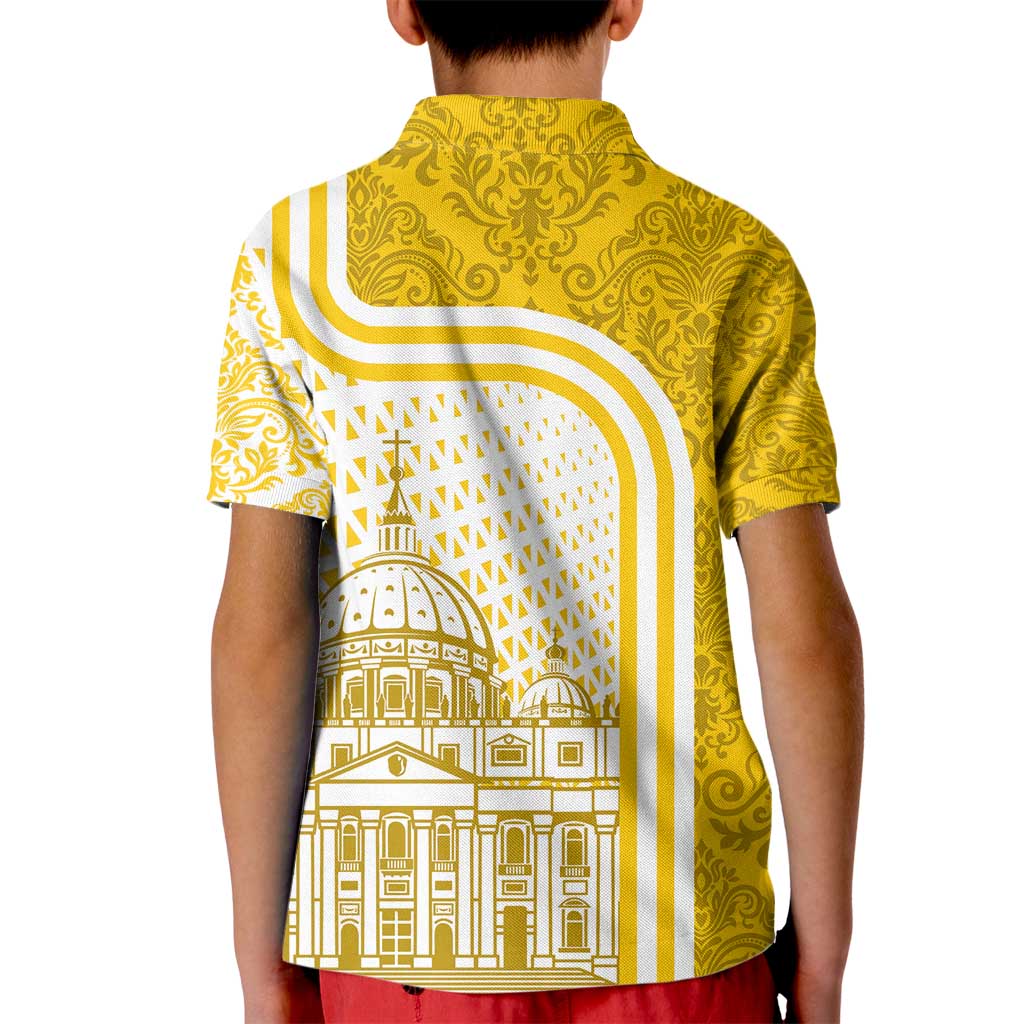 Vatican City Kid Polo Shirt St. Peter’s Basilica & Papal Emblem Gold Ornate Architecture