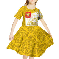 Vatican City Kid Short Sleeve Dress St. Peter’s Basilica & Papal Emblem Gold Ornate Architecture
