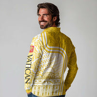 Vatican City Long Sleeve Polo Shirt St. Peter’s Basilica & Papal Emblem Gold Ornate Architecture