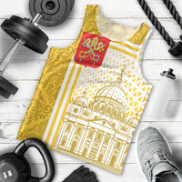 Vatican City Men Tank Top St. Peter’s Basilica & Papal Emblem Gold Ornate Architecture